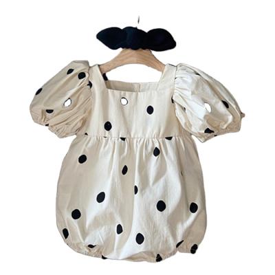 China Baby Summer Casual Clothes Wholesale Rompers Fashion Polka Dot Short Sleeve Girl Baby Overalls Body Suit Unisex Casual Woven Baby for sale