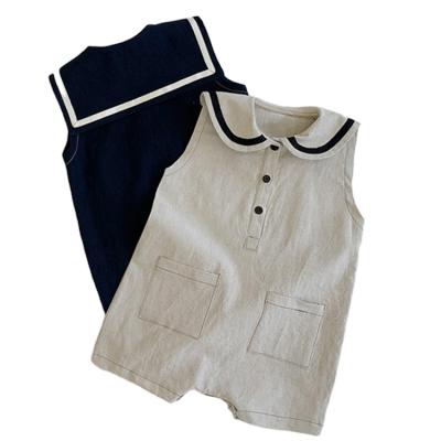 China Wholesale Casual Summer Clothes Pocket Baby Jumpsuit Woven Cotton Baby Romper Summer Kids Clothes Casual Baby Boy Short Sleeve for sale