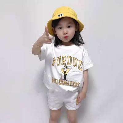 China New smart casual Korean version of children's clothing for men's and women's casual letter cartoon short-sleeved shorts sports suit for sale