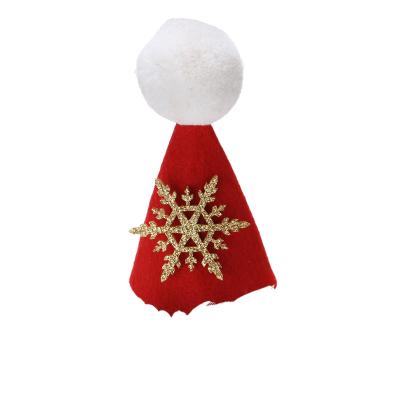 China Red Sequins Cloth Christmas Decorations Hat Gauze Dress Headdress Headdress Duckbill Christmas Hairpin Small for sale