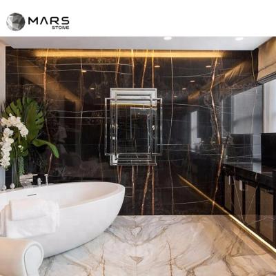 China Sahara Nero Dorato Marble Modern Nero Laurent Black Gold Tunisi Marble Laurent Black Gold Marble for sale