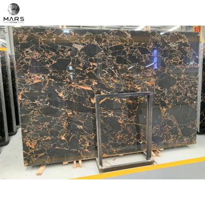 China New Look Modern Black Marble Slab Athens Black Gold Flower Marble Slab For Wall Flooring for sale