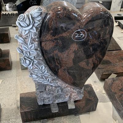 China Best Price Traditional European Heart Shape Red Granite Headstone And Monument for sale