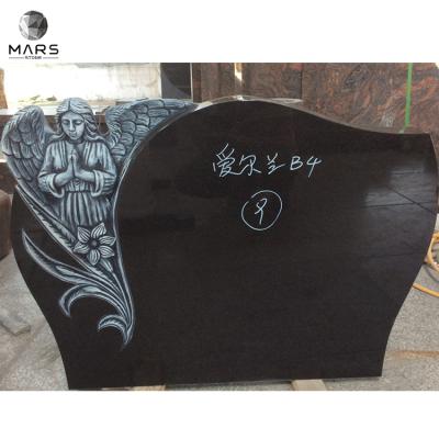 China Beautiful Traditional Customized Monumente Funerare Black Granite Angel Tombstone And Headstones For Sale for sale