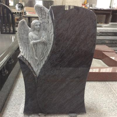 China Modern Blue Granite Angel Wing Headstone from Bahama Funerare Monuments for sale