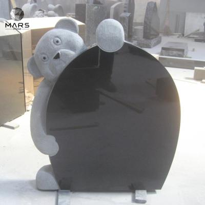 China Modern Design Bear Shape Traditional Western Granite Engraved Pet Headstone Straight Headstone for sale