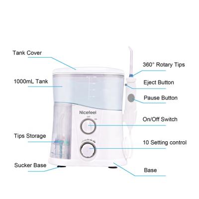 China Ipx7 1000ml Outdoor Electric Rechargeable Cordless Portable Oral Water Flosser Family Spending Teeth Irrigator for sale