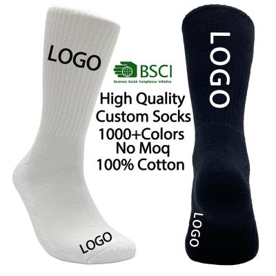 China Quality Designer Fashion Cotton Crew Neck Embroidery Compression Women Antibacterial Print Logo Men's Custom Sports Socks Unisex Bamboo Sports Socks for sale