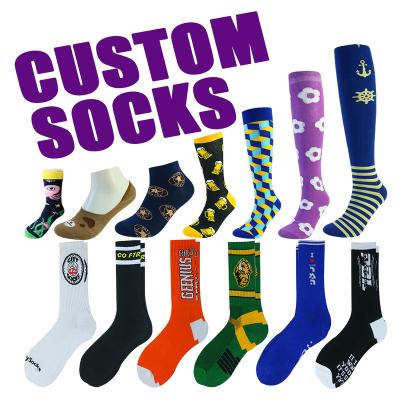 China QUICK DRY design and customize your own cotton print embroidery woven OEM socks embroidery logo customized logo men's socks for sale