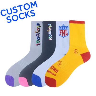 China Factory Supply Breathable Sports Socks Colorful Jacquard Custom Design Basketball Socks High Quality Cotton Socks For Men for sale