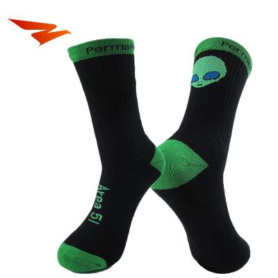 China New Design Antibacterial Pattern Black Terry Basketball Socks Custom Wholesale Foreign for sale