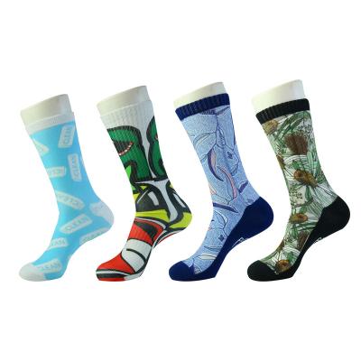 China Antibacterial Colorful Customize Sublimation Print Socks Sport Print Men Sock With Soft Combed Cotton Sock for sale