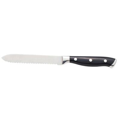 China Black Utility Handle 5 Inch Serrated Blade Knife Sustainable Multifunctional Knife for sale