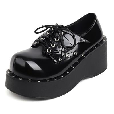 China Mary Jane Black Gothic Rock Lolita Girls Punk Girls Lightweight Platform Women's Shoes Wedge High Heels Rivet Shoes for sale