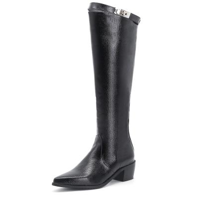 China Round Pointed Toe Knee High Boots For Women Western Cowboy Riding Boots for sale