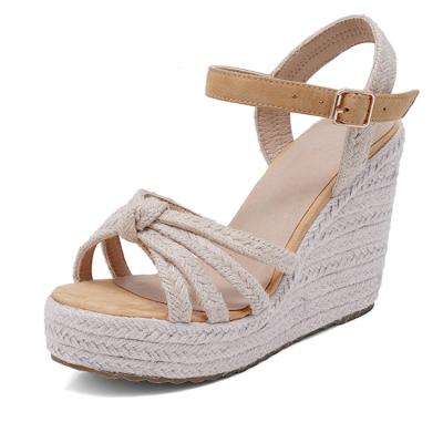 China Fashion Trend Amazon Top Selling Woman Rope Sandals Shoes Fashion Platform Sandals Wedges Shoes Women Summer Beach Shoes for sale