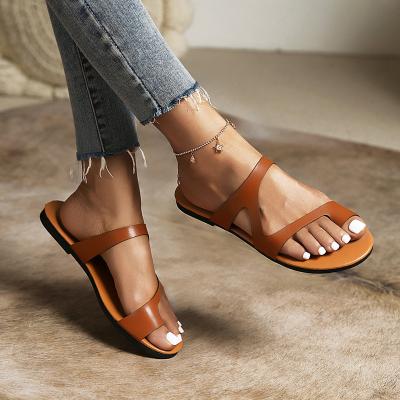 China Fashion Trend Summer Women Casual Shoes Slippers Retro Rome Flats Open Toe Sandals Beach Slip On Slides for sale