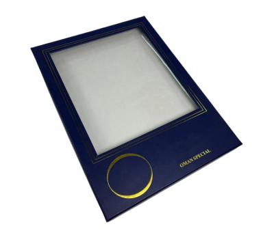 China Recycled Materials Top And Base Box Packaging With Big Clear PVC Window For Cloth And Scarf Packaging for sale