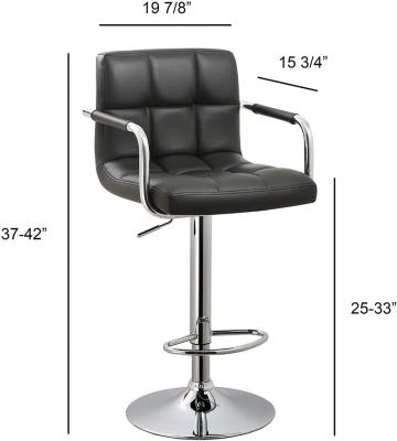 China Sturdy And Durable High Back Comfortable Luxury Black And Gray Square Bar Chair Barstool for sale