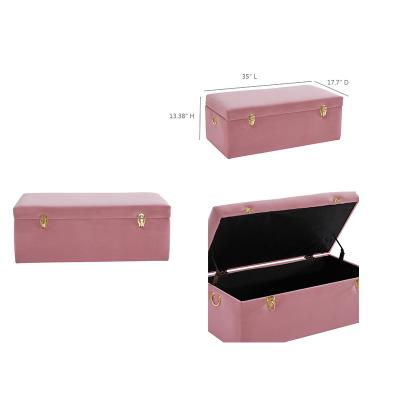 China New Arrival Adjustable Indoor Bedroom Furniture Pink Entryway (Height) Storage Ottoman Bench for sale