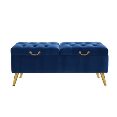 China Custom Storage Color Bedroom Furniture Velvet Fabric Bed End Stool Stool Bench for sale