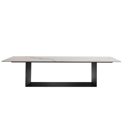 China Italian Minimalist Simple Home Furniture Base U Shape White Marble Top Dining Table for sale