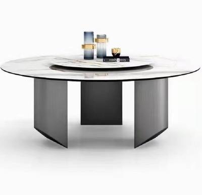 China Italian Minimalist Italian Minimalist Chipped Stone Round Dining Table Dining Table Luxury Design for sale