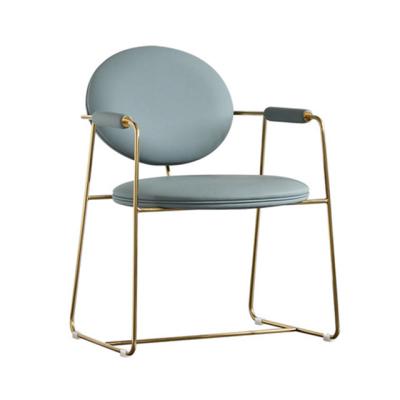 China Contemporary Hot Selling Italy Designer Restaurant Armchair Light Metal Stainless Steel PU Contemporary Luxury Armchair Metal or Gold Fabric Dining Chair for sale