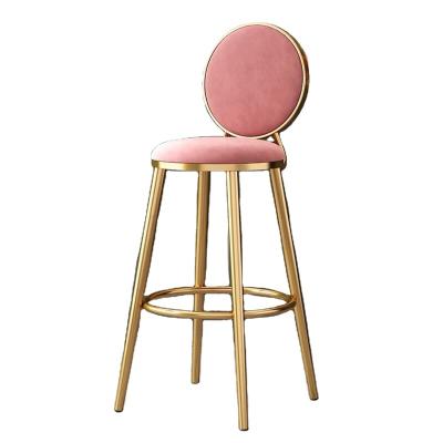 China Modern Minimalist Foldable High End Nail Bar Chair High End Nail Bar Stool Chair With Backrest Hotel Pattern Gold Painted Dining Chair for sale