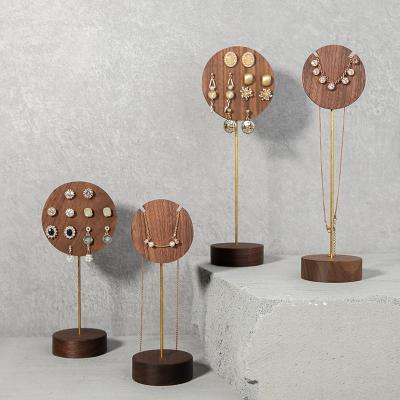 China Customized Lightweight Luxury Walnut Ear Stud Necklace Display Rack Jewelry Storage Display Shooting Props Shopping Mall Counter Display for sale