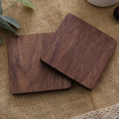 China Factory Supplier Kitchen Viable Wooden Square Walnut Wooden Coasters For Coffee Cup Tea Stand Custom Design MOQ100pcs for sale