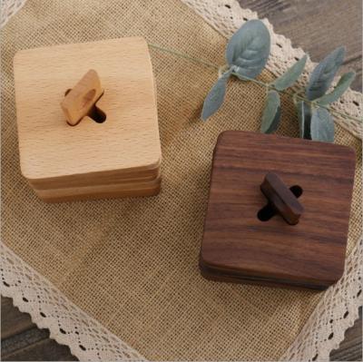 China Wholesale Custom Walnut 6pcs/lot Coaster Beech Wood Coaster Viable For Coffee Cup for sale