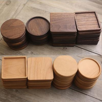 China Sustainable Accessories Pads Table Decoration Type and Classic Footprint Type Felt Drink Walnut Coaster Beech Wood Coasters for sale