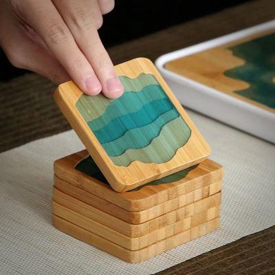 China Sustainable Bamboo Coasters for sale