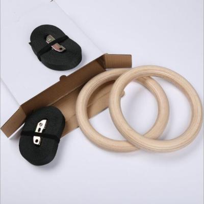 China Factory High Quality Wooden Fitness 32MM Birch Gymnastic Rings With Gym Rings Diameter 23.5*3.2CM for sale