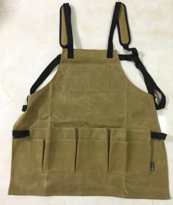 China Fully protective waxed heavy duty canvas workshop apron with adjustable pockets up to XXL for men and women for sale