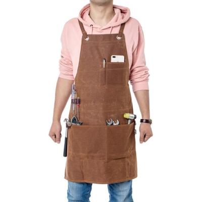 China Heavy Duty Fully Protective Carpenters Apron for Men and Women, Waterproof Waxed Canvas Tool Apron, Suitable Kitchen, Garden, Pottery for sale