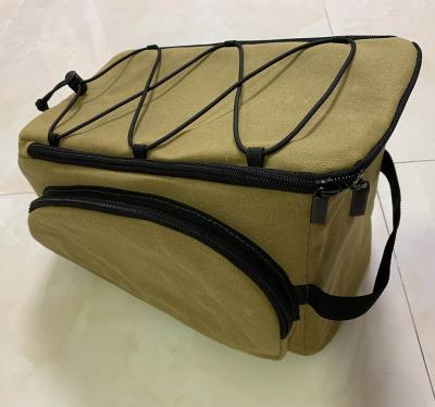 China High Quality Waxed Waterproof Canvas Bike Bag Bicycle Pannier With Adjustable Strap, Carry Handle And Large Pockets Back Rack Trunk Bag for sale