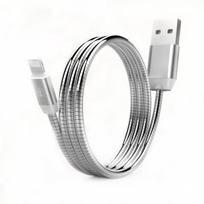 China Mobile Phone Types Hot Product Mobile Phone Cable Metal Spring USB Cable For Iphone For Samsung for sale