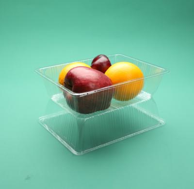 China Disposable Rectangular PET Plastic Packaging Container Disposable Clear Box For Fresh Fruits for sale