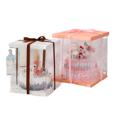 China Wholesale Customized Disposable Tall Logo Rose Cake Box For Birthday for sale