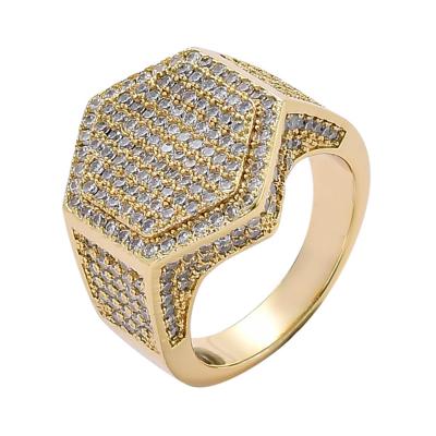 China TRENDY Hip Hop Ring For Men Stylish Star Zircon Ring Rap Fashion Accessories Hexagon Ring for sale