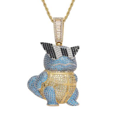 China Casual/Sports Necklace Pendant For Cute Cartoon Jenny Turtle Hip-hop Rap Fashion Pendant Popular Sports Copper Zircon Set Necklace for sale