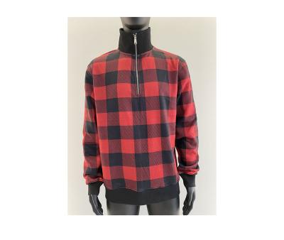 China Custom red plaid men sweatshirt low moq polyester casual good quality men's sweatshirt for sale for sale