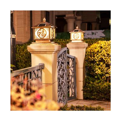 China Outdoor Solar Blessing Gate Post Lamp with Aluminum Material and Blessing Design for sale