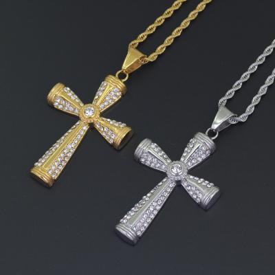 China Hip Hop Necklace Mens 316L Stainless Steel Cross Pendant Necklace for sale