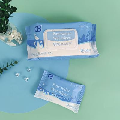 China Unscented Pure Soft Organic Disposable Baby Ware Water Wet Wipe for sale