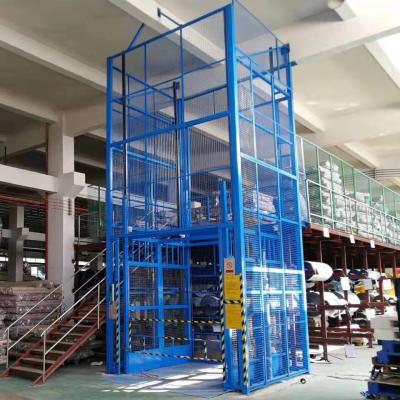 China 3m-9m Cage Lift Hydraulic Fully Caged Vertical Cargo Lift Warehouse Cargo Elevator for sale