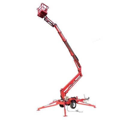 China 14m 200kg Trailer Mounted Articulating Boom Lift Battery Or Gas Trailer Man Lift for sale