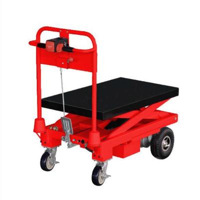 China 1500kg Manual Scissor Lift Table Red Hydraulic Table Lift Cart for sale